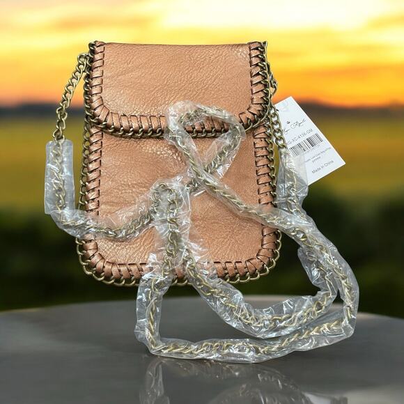 Muse Royale Link Chain Crossbody Mini Bag Flap Top Snap Closure Gunmetal 25" - Picture 1 of 9